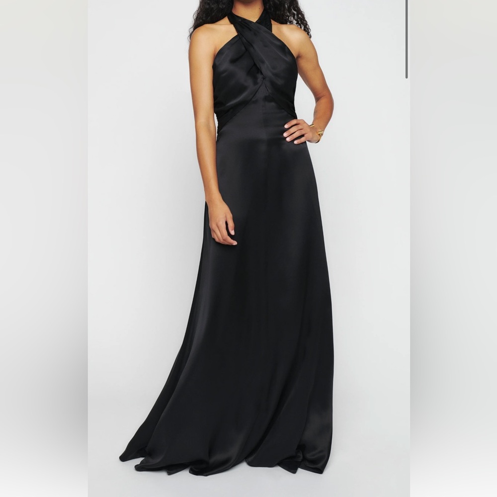 Reformation Veria Black silk dresss